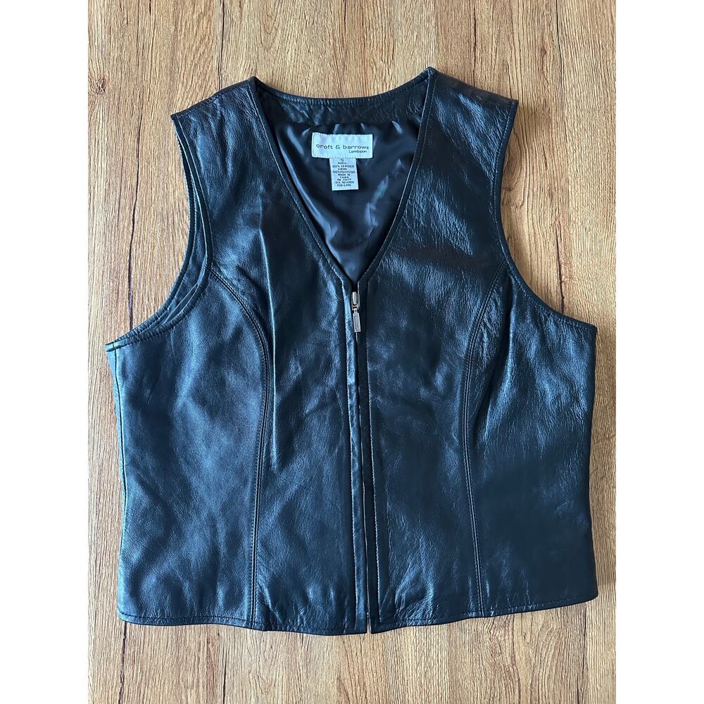 Croft & Barrow Lambskin Vintage Black Leather Vest